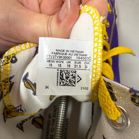 Converse Chuck Taylor All Star High Top LA Lakers Basketball Shoes Men's Size 16 - Picture 6 of 8